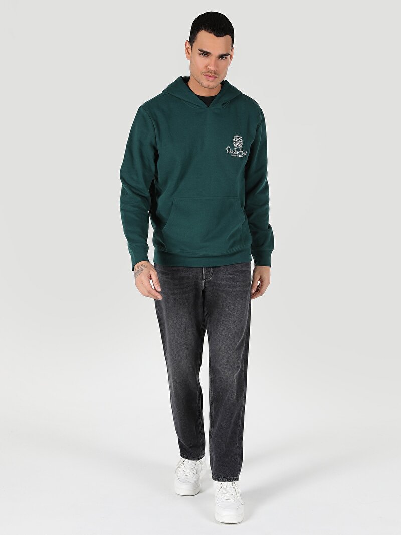 Regular Fit   Erkek Yeşil Sweatshirt