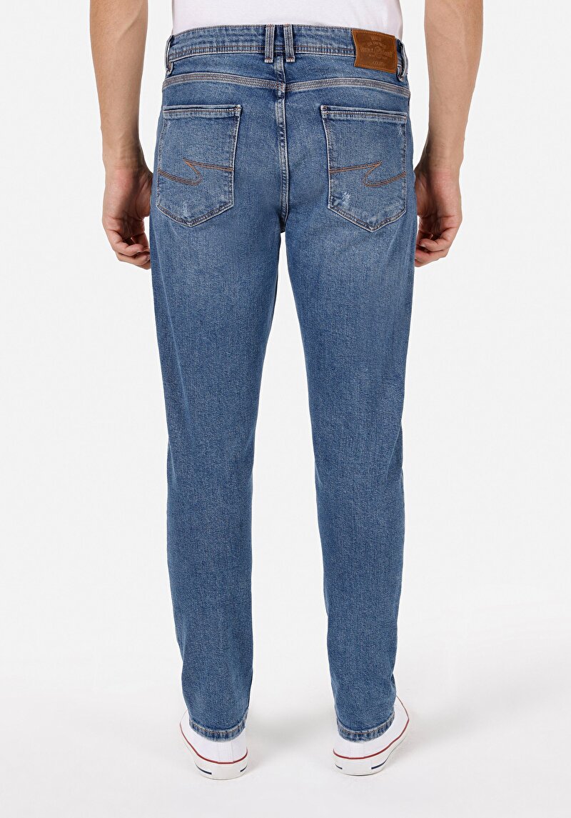 Regular Fit Erkek İndigo Jean Pantolon