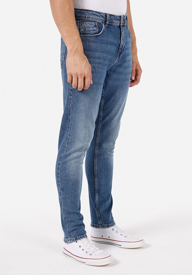 Regular Fit Erkek İndigo Jean Pantolon