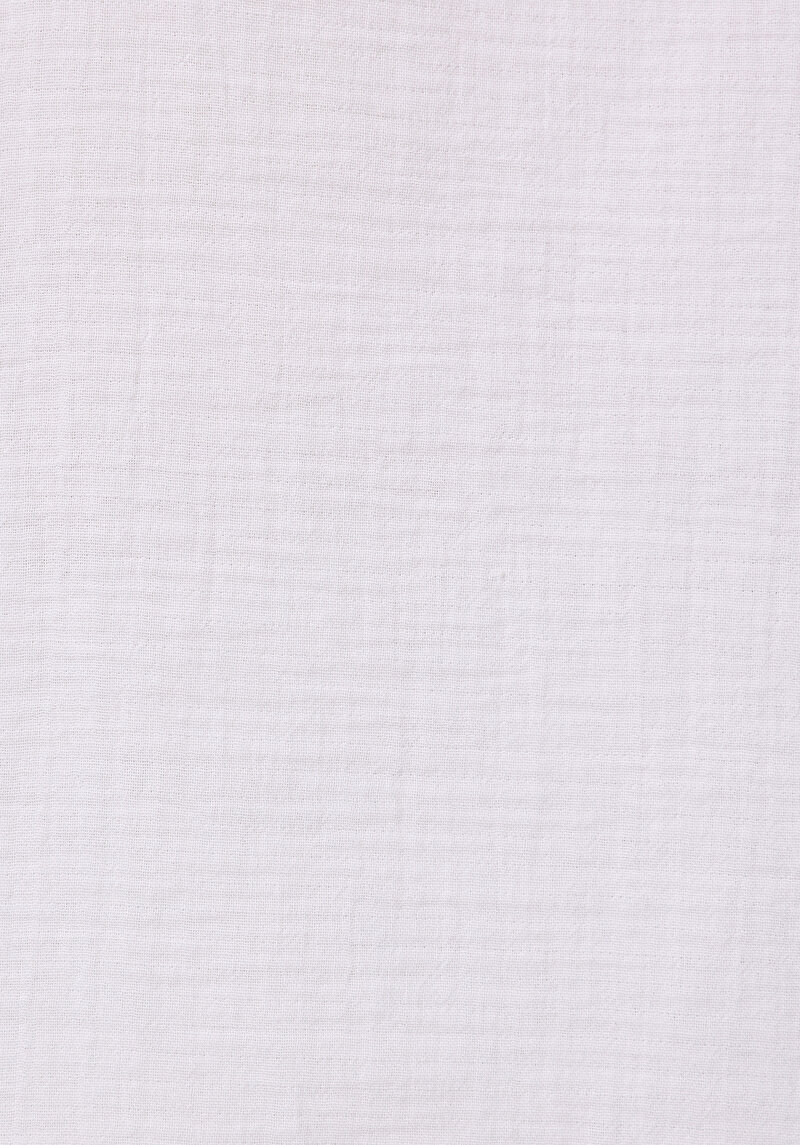Comfort Fit Shirt Neck Jakarlı Erkek Ekru Kısa Kol Gömlek
