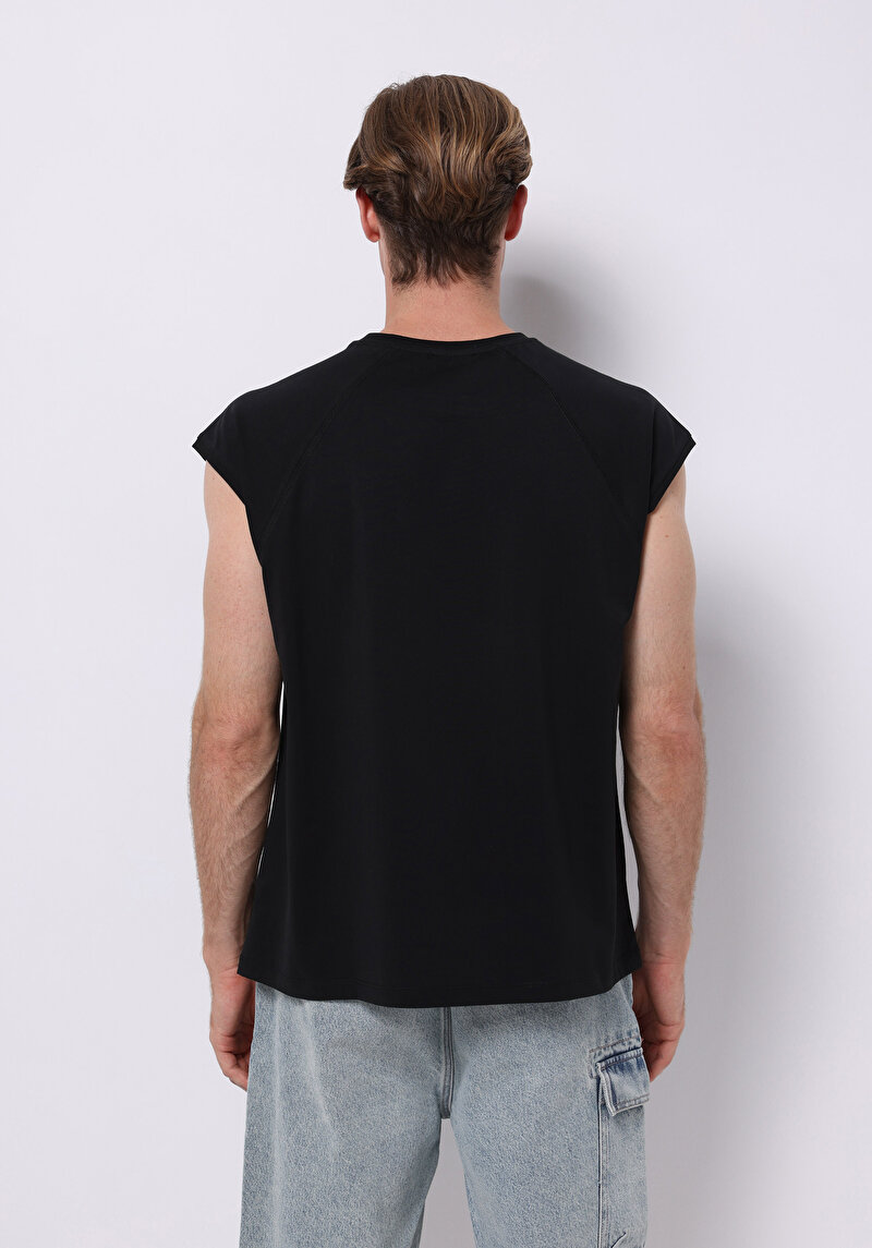 Boxy Fit Erkek Siyah Atlet