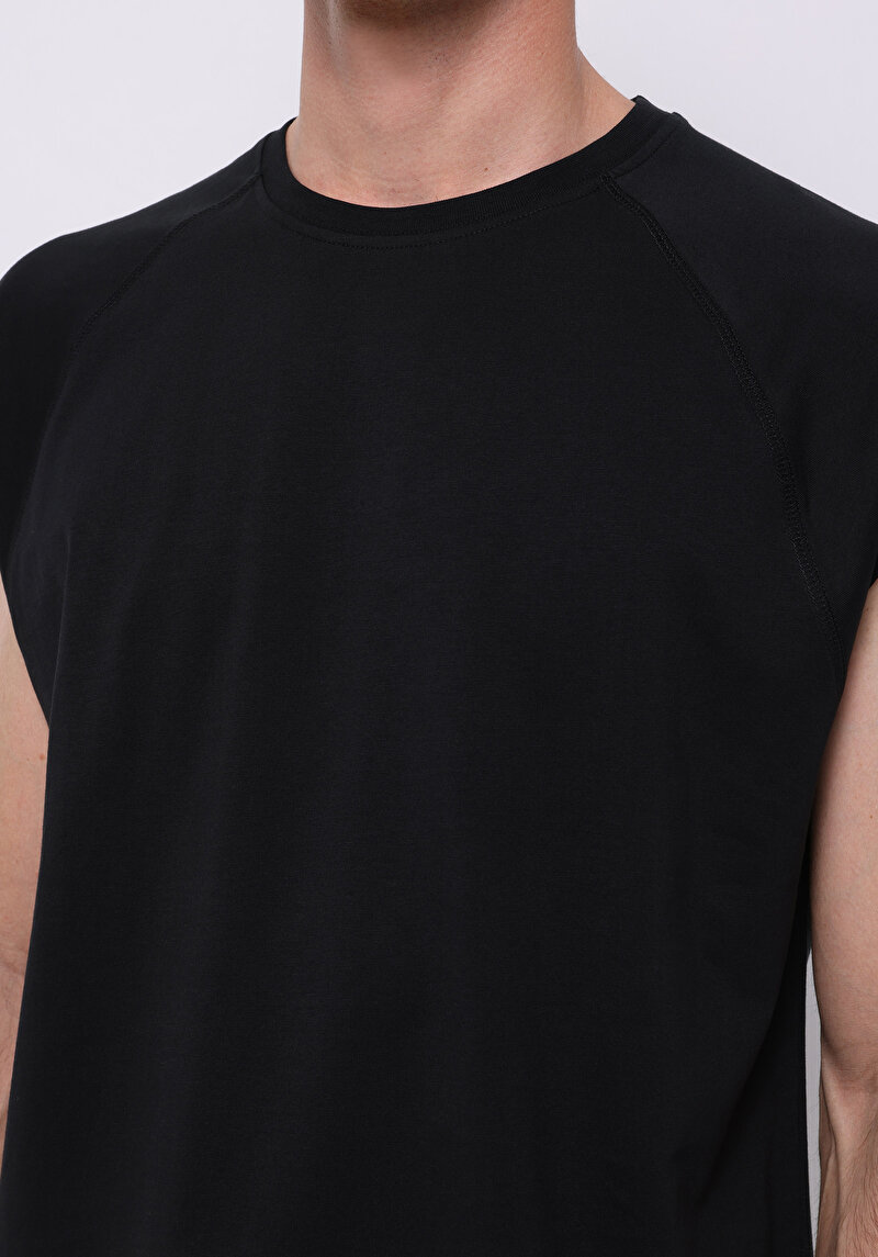 Boxy Fit Erkek Siyah Atlet