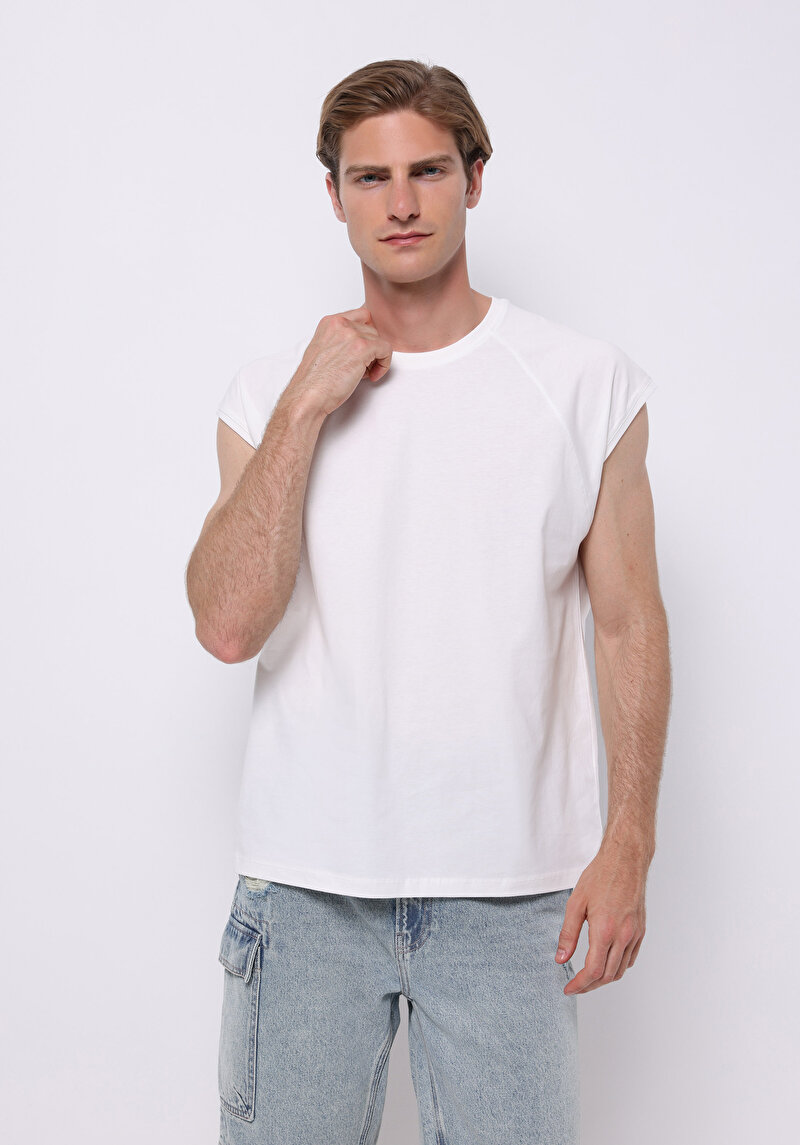 Boxy Fit Erkek Beyaz Atlet