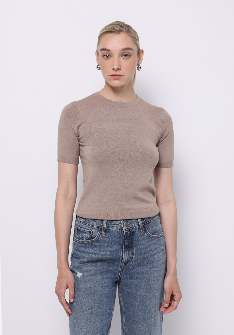 Slim Fit Kadın Gri Kazak