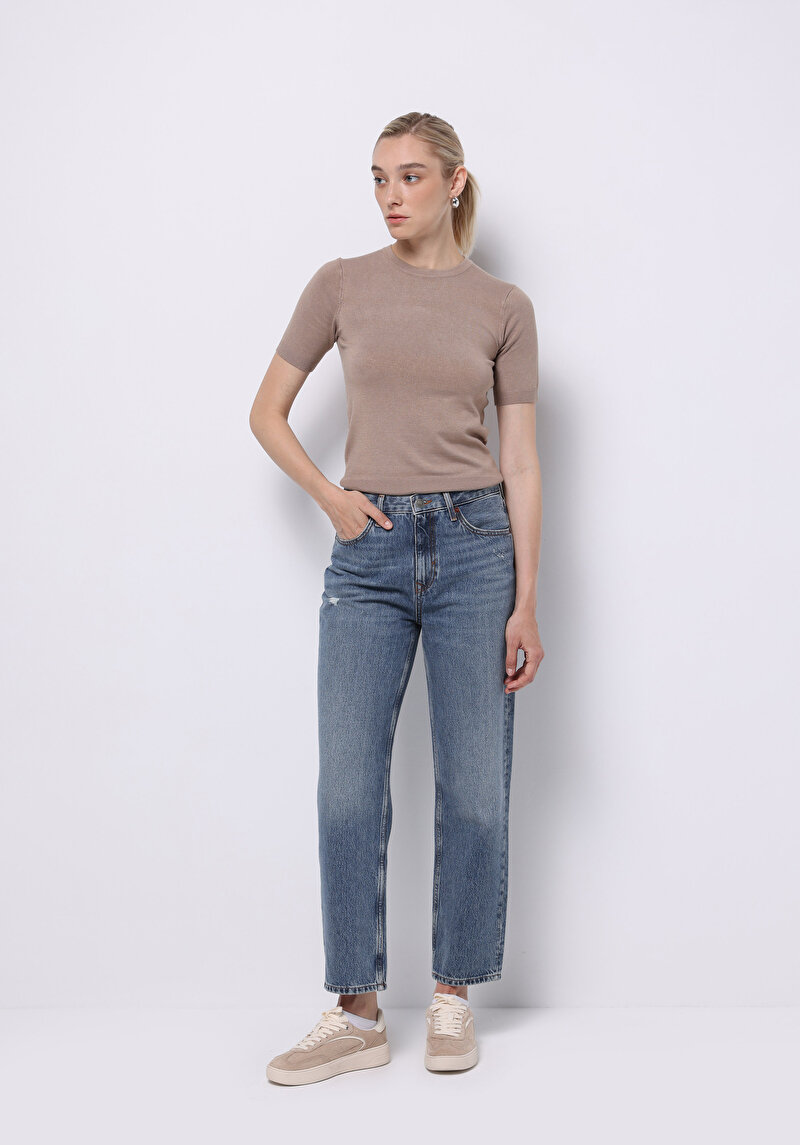 Slim Fit Kadın Gri Kazak