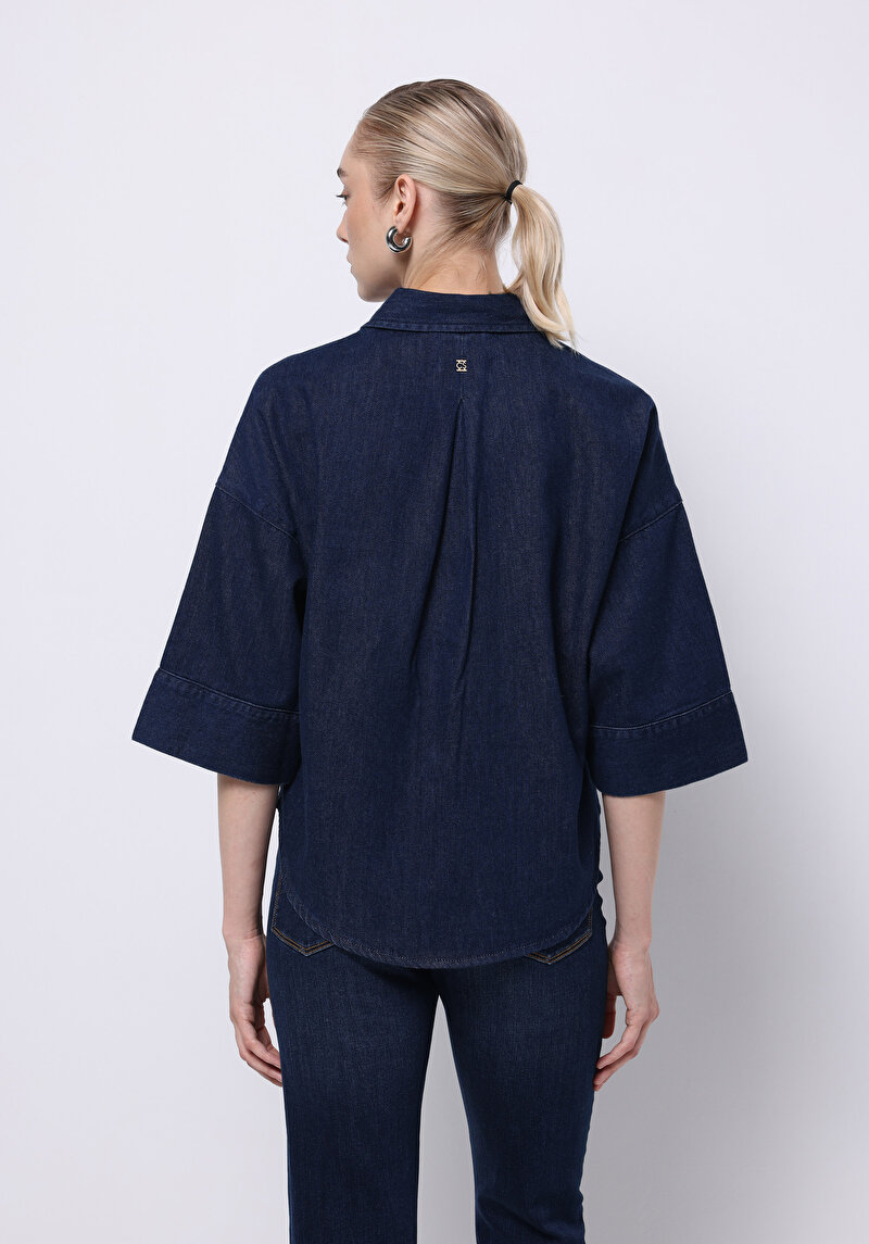 Oversize Fit Klasik Bedenli Düz Kadın Siyah Uzun Kol Gömlek