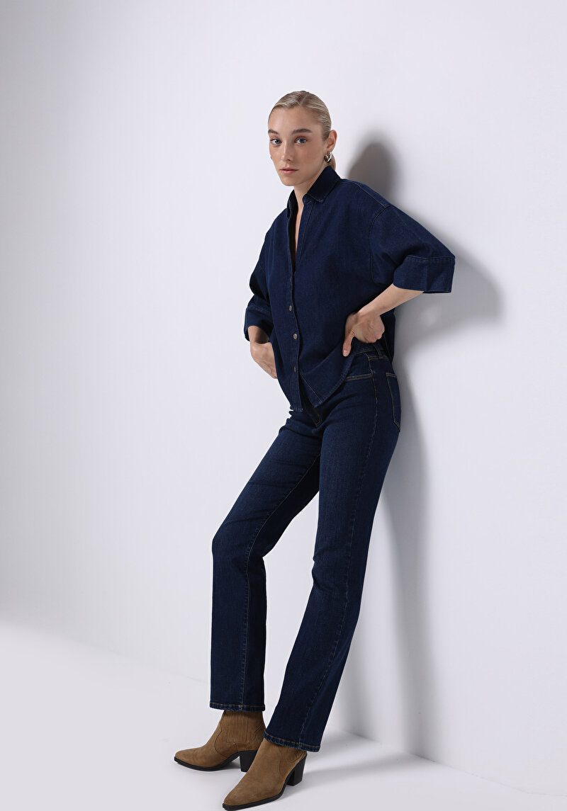 Oversize Fit Klasik Bedenli Düz Kadın Siyah Uzun Kol Gömlek