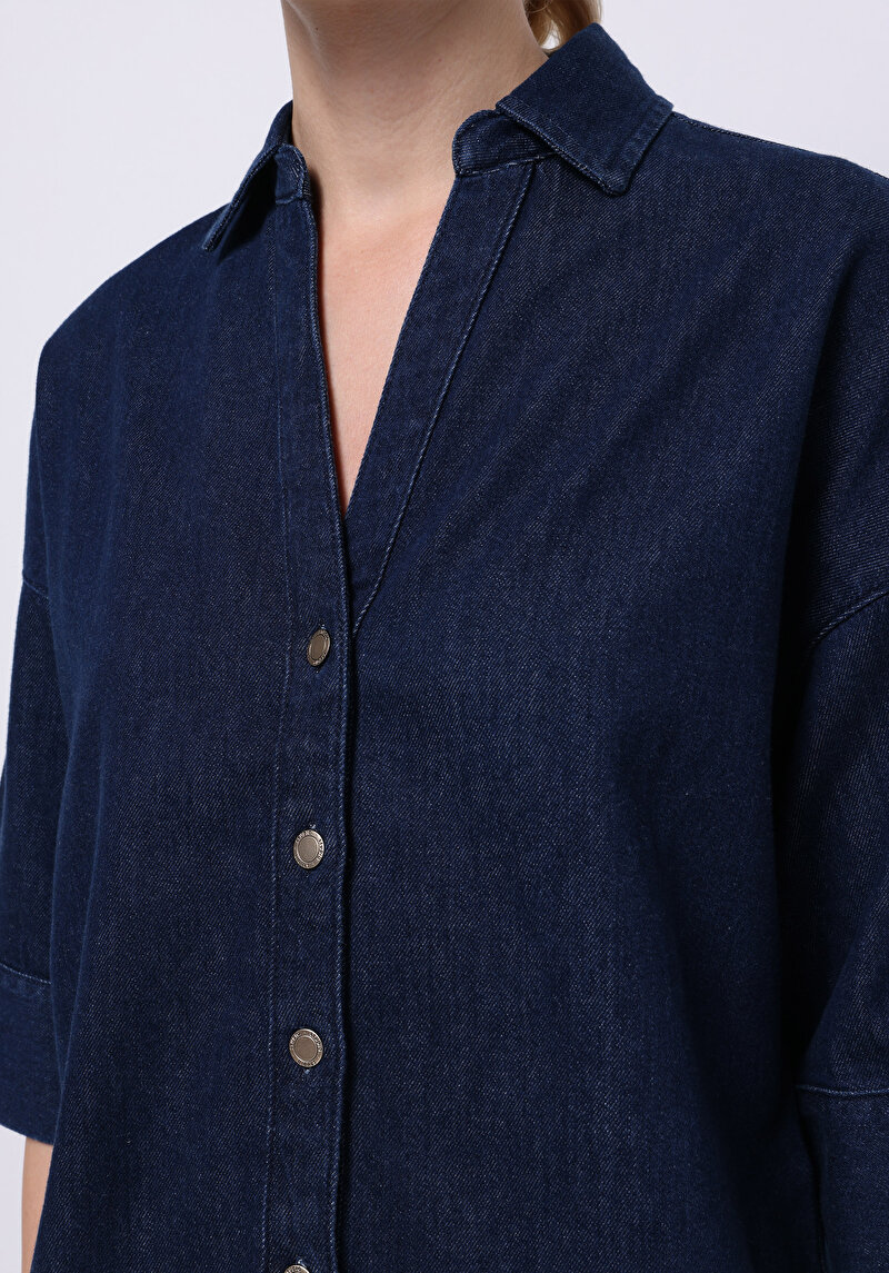 Oversize Fit Klasik Bedenli Düz Kadın Siyah Uzun Kol Gömlek