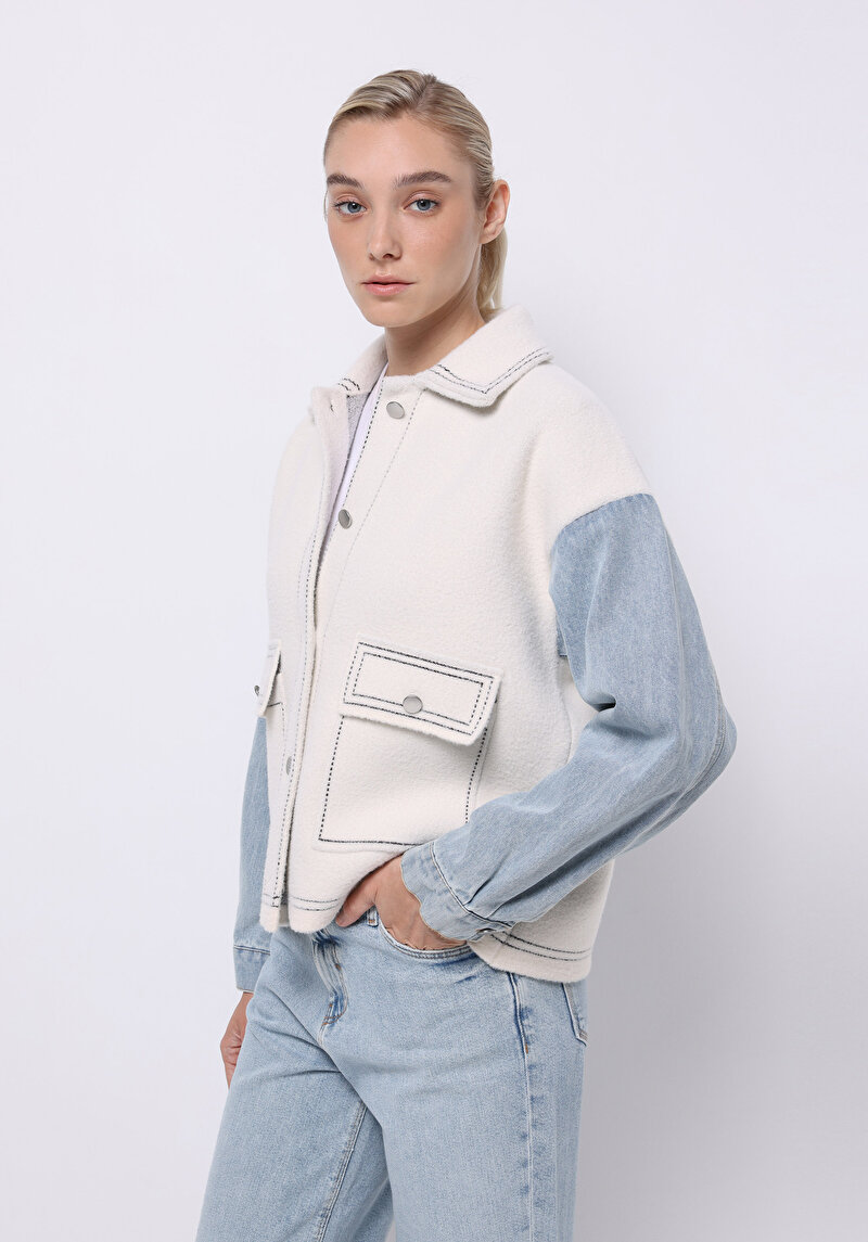 Regular Fit Kadın Beyaz Hırka