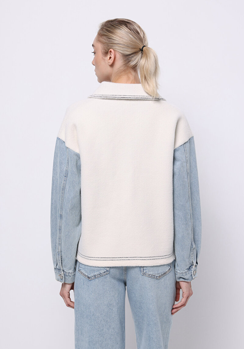Regular Fit     Kadın Beyaz Hırka