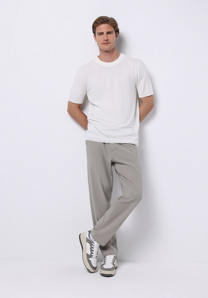 Regular Fit Orta Bel Düz Paça Erkek Taş Pantolon