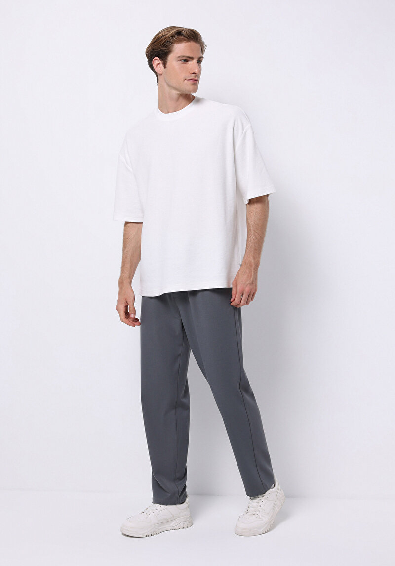 Regular Fit Orta Bel Düz Paça Erkek Antrasit  Pantolon