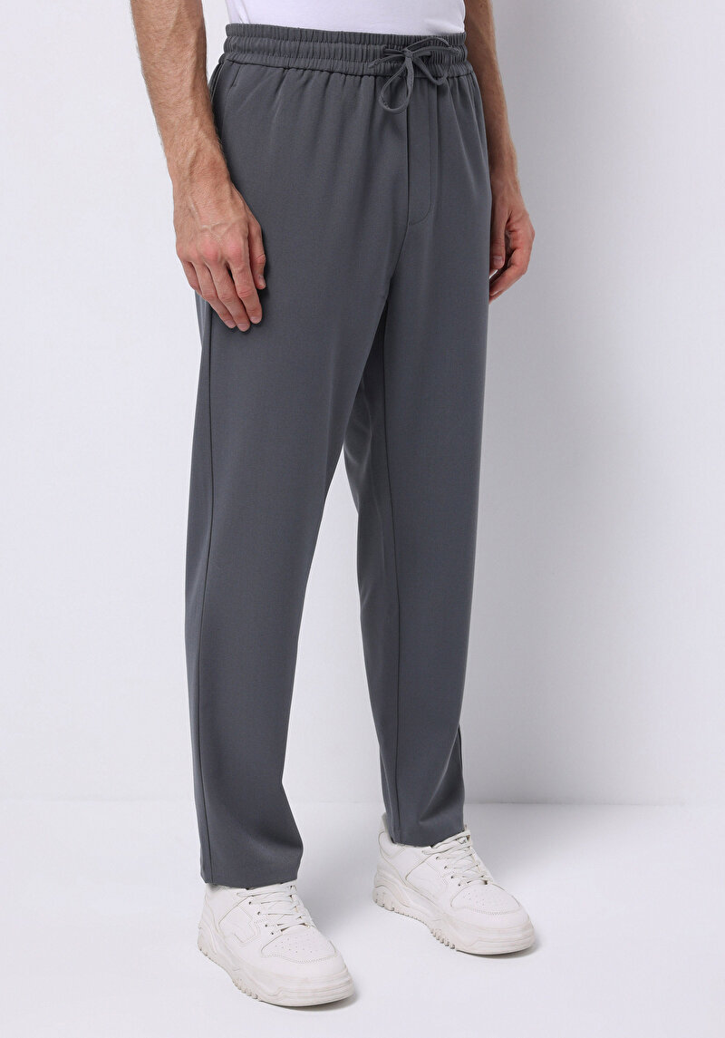 Regular Fit Orta Bel Düz Paça Erkek Antrasit Pantolon
