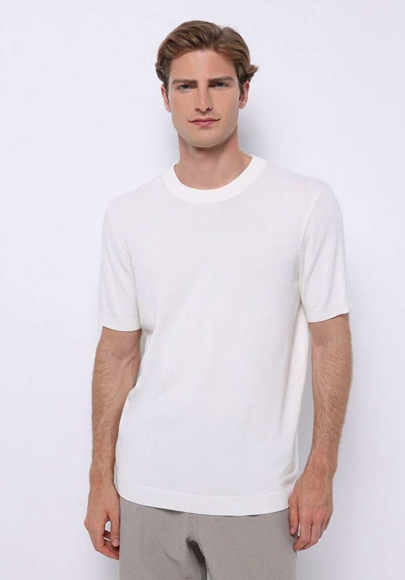 Regular Fit Erkek Beyaz Kazak