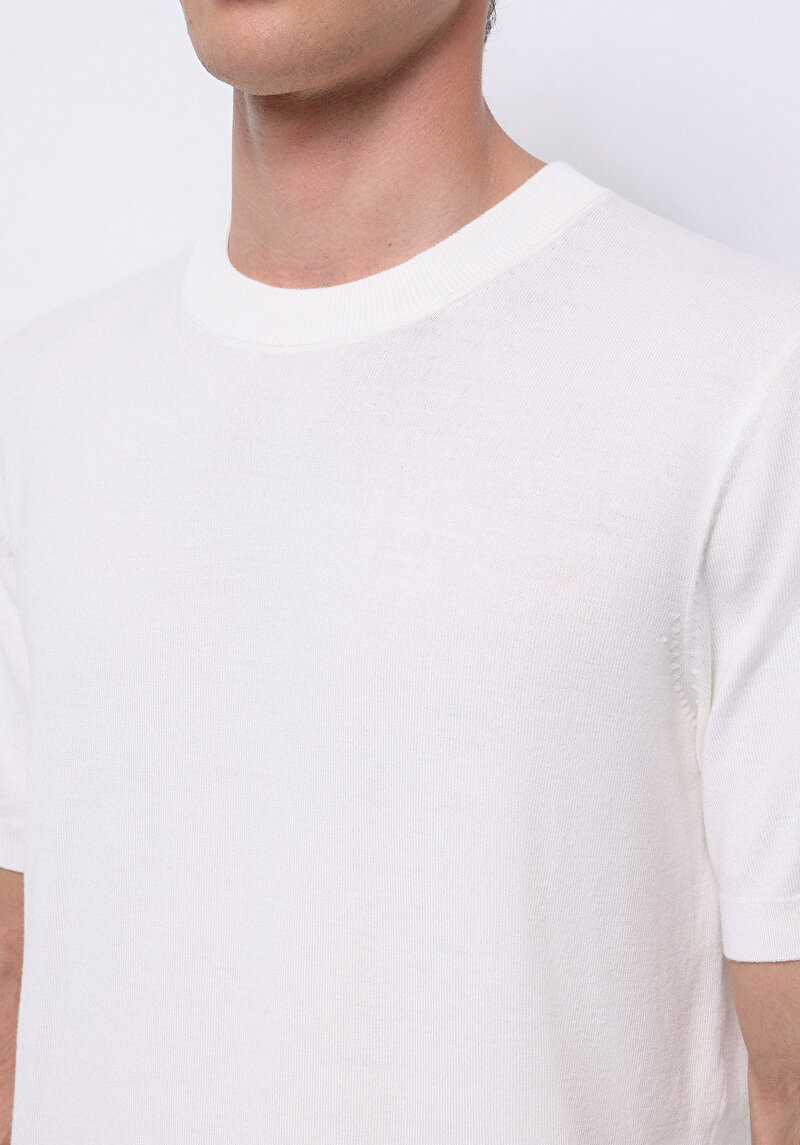 Regular Fit Erkek Beyaz Kazak