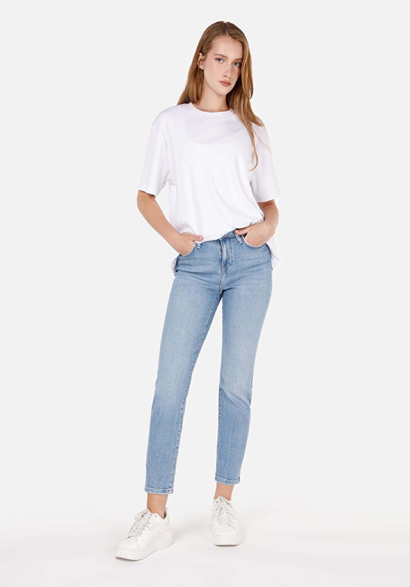 Slim Fit   Kadın İndigo Jean Pantolon