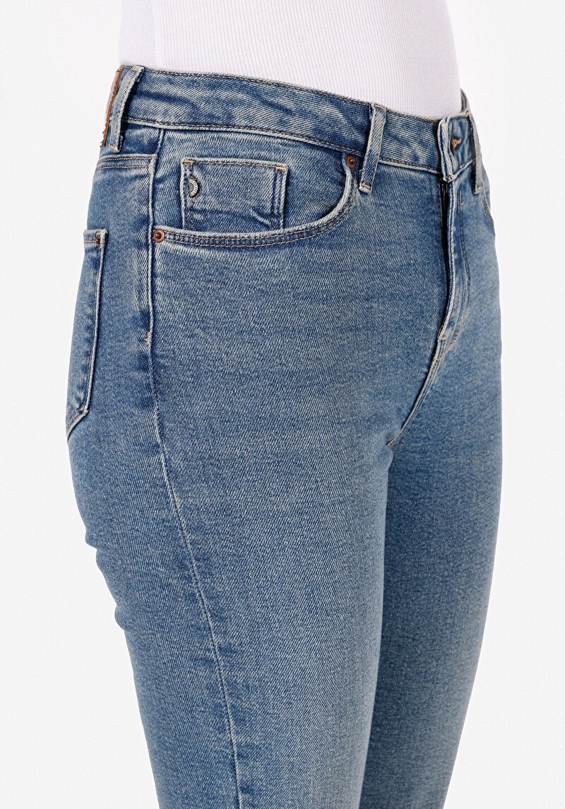Slim Fit   Kadın İndigo Jean Pantolon