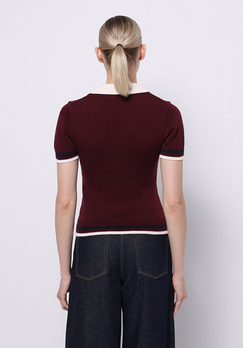 Slim Fit   Kadın Bordo  Kazak