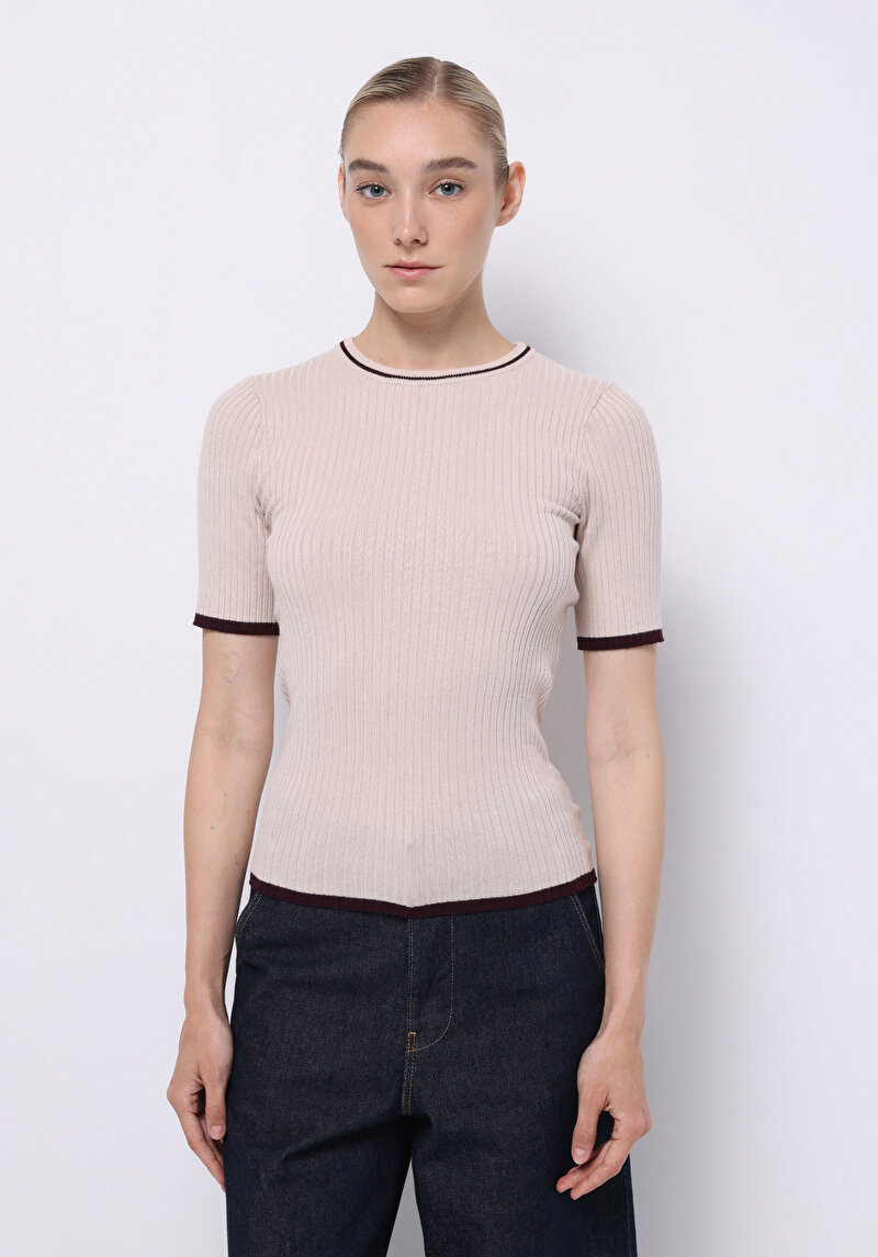 Slim Fit   Kadın Bej  Kazak