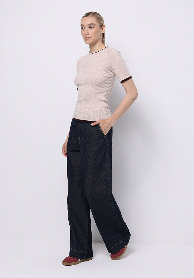 Slim Fit   Kadın Bej  Kazak