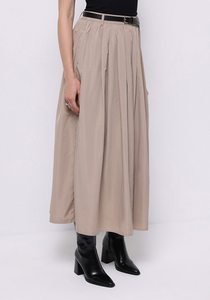 Maxi Length Düz Kadın Kahverengi Etek