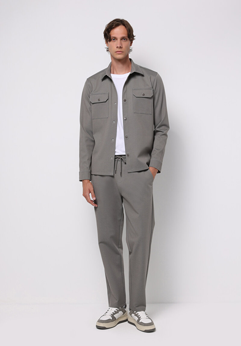 Regular Fit Orta Bel Düz Erkek Gri Eşofman Altı