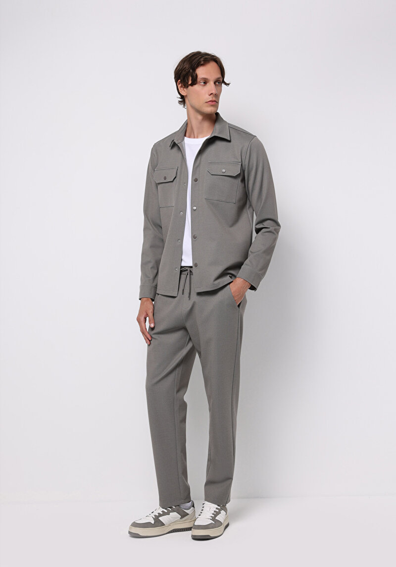 Regular Fit Orta Bel Düz Erkek Gri Eşofman Altı