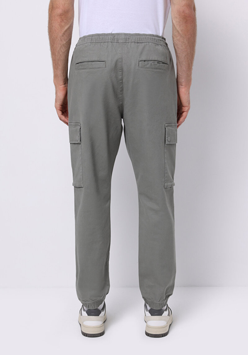 Cargo Fit Orta Bel Lastikli Paça Erkek Yeşil Pantolon