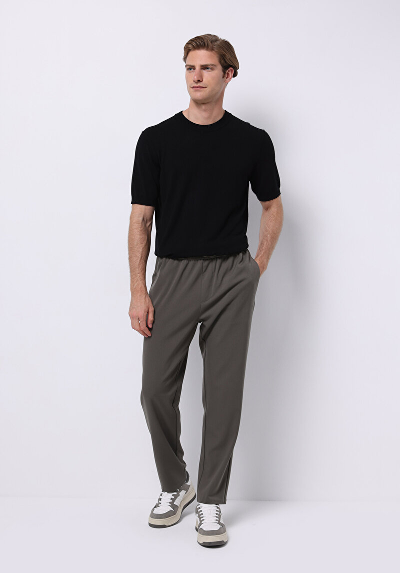 Regular Fit Orta Bel Düz Paça Erkek Yeşil Pantolon