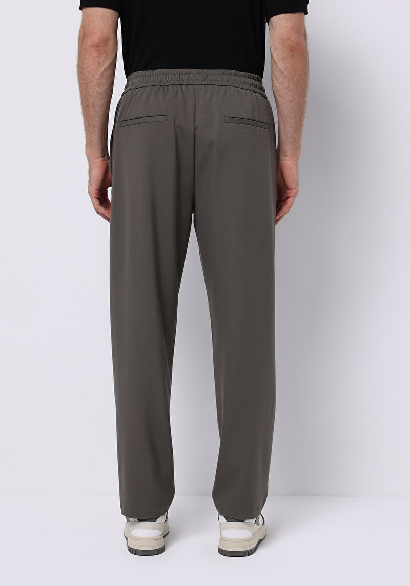 Regular Fit Orta Bel Düz Paça Erkek Yeşil  Pantolon