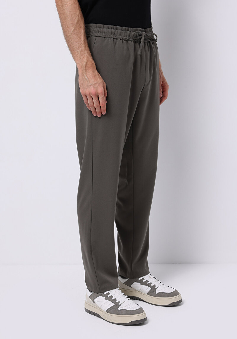 Regular Fit Orta Bel Düz Paça Erkek Yeşil  Pantolon