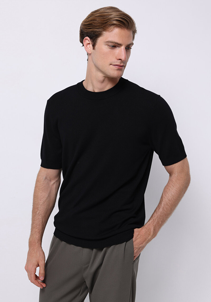 Regular Fit Erkek Siyah Kazak