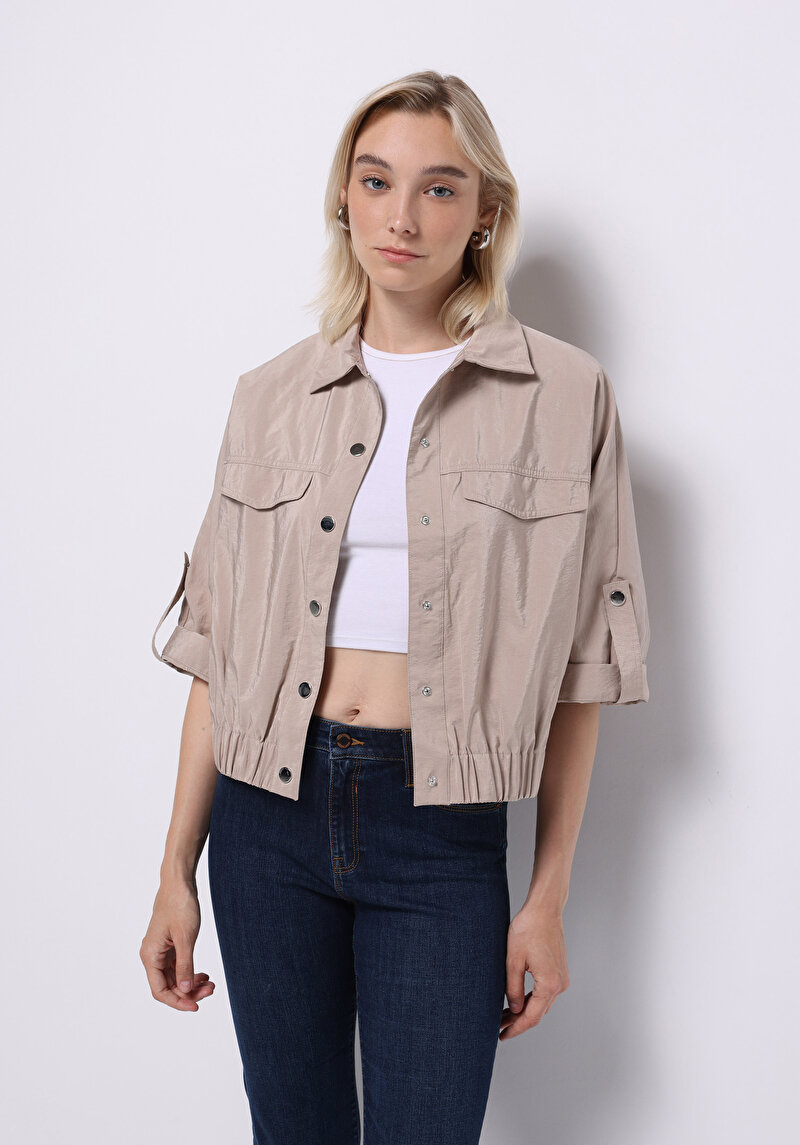 Regular Fit    Kadın Bej Ceket