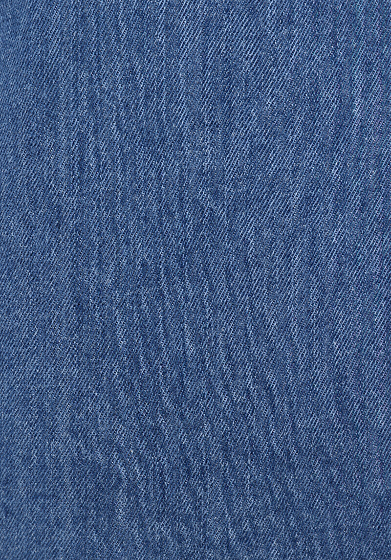 Regular Fit Yuvarlak Yaka Düz Kadın Denim Uzun Kol Gömlek
