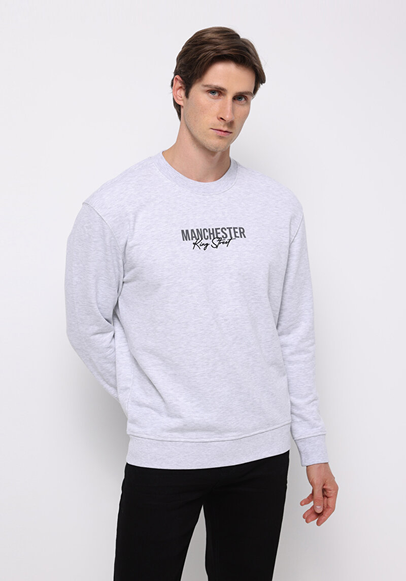 Comfort Fit   Erkek Gri Sweatshirt