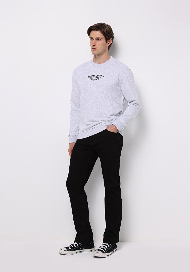 Comfort Fit   Erkek Gri Sweatshirt