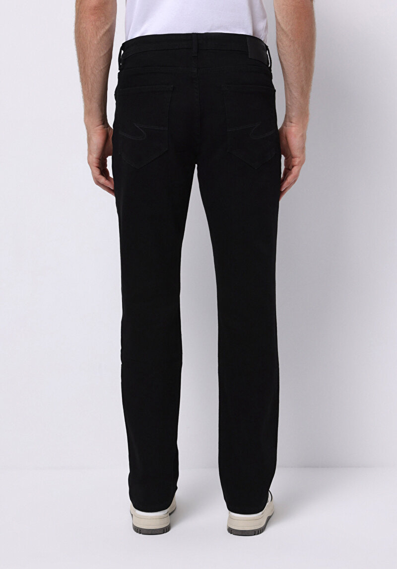 Regular Fit Orta Bel Düz Paça Erkek Siyah Jean Pantolon