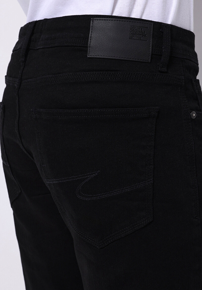 Regular Fit Orta Bel Düz Paça Erkek Siyah Jean Pantolon