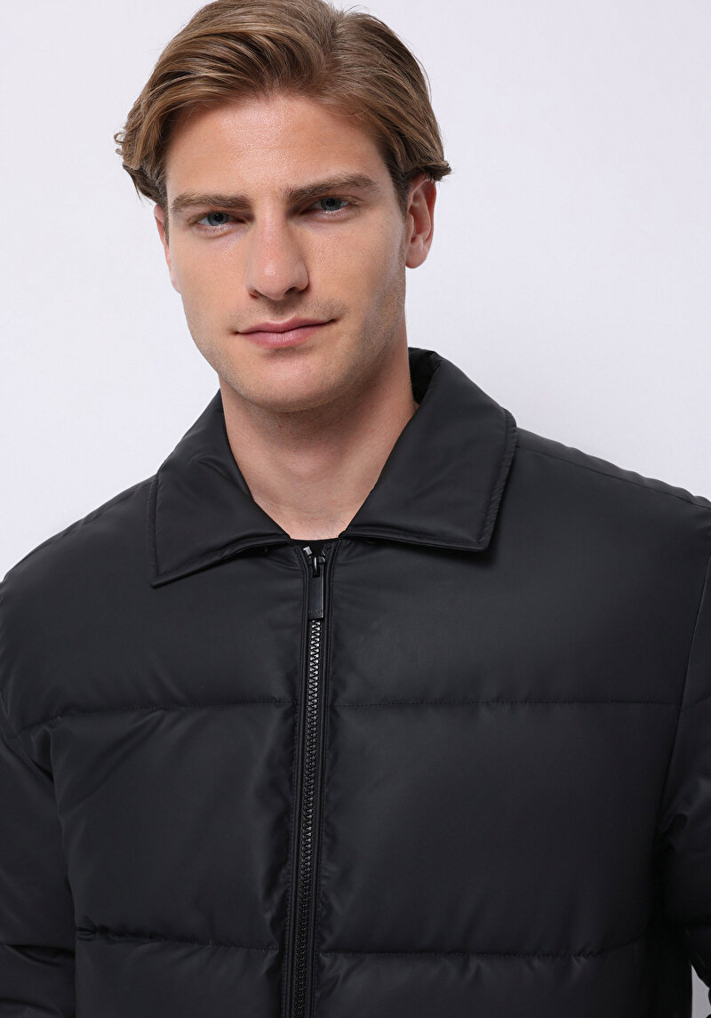 Regular Fit Erkek Siyah Mont Pu