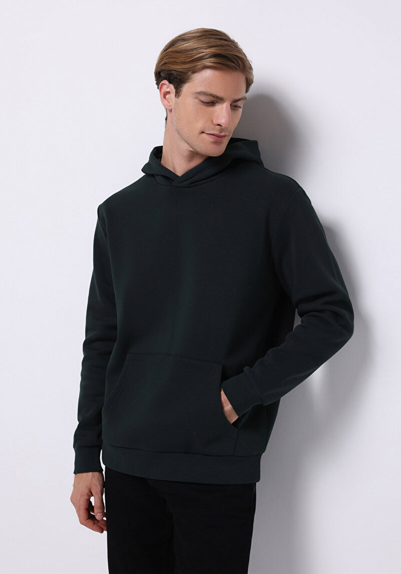 Regular Fit   Erkek Yeşil Sweatshirt
