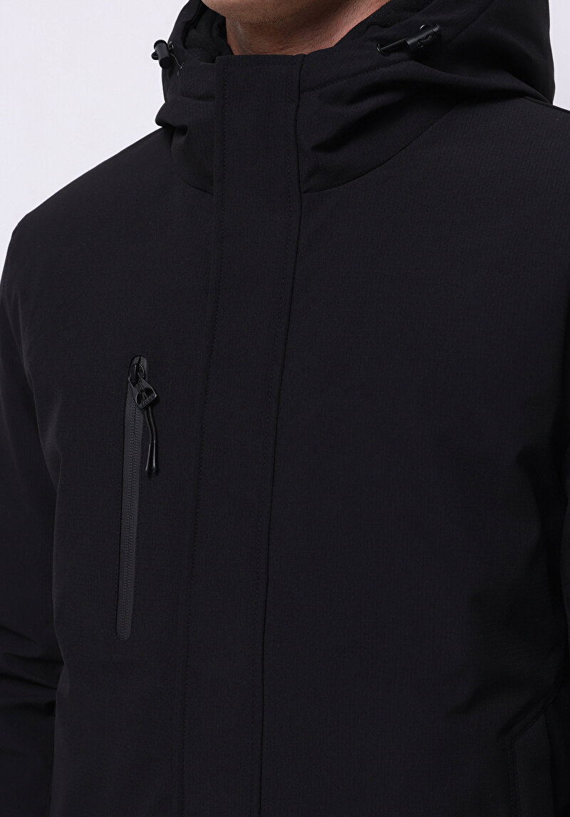 Regular Fit     Erkek Siyah Mont