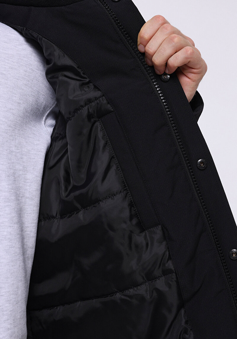 Regular Fit     Erkek Siyah Mont