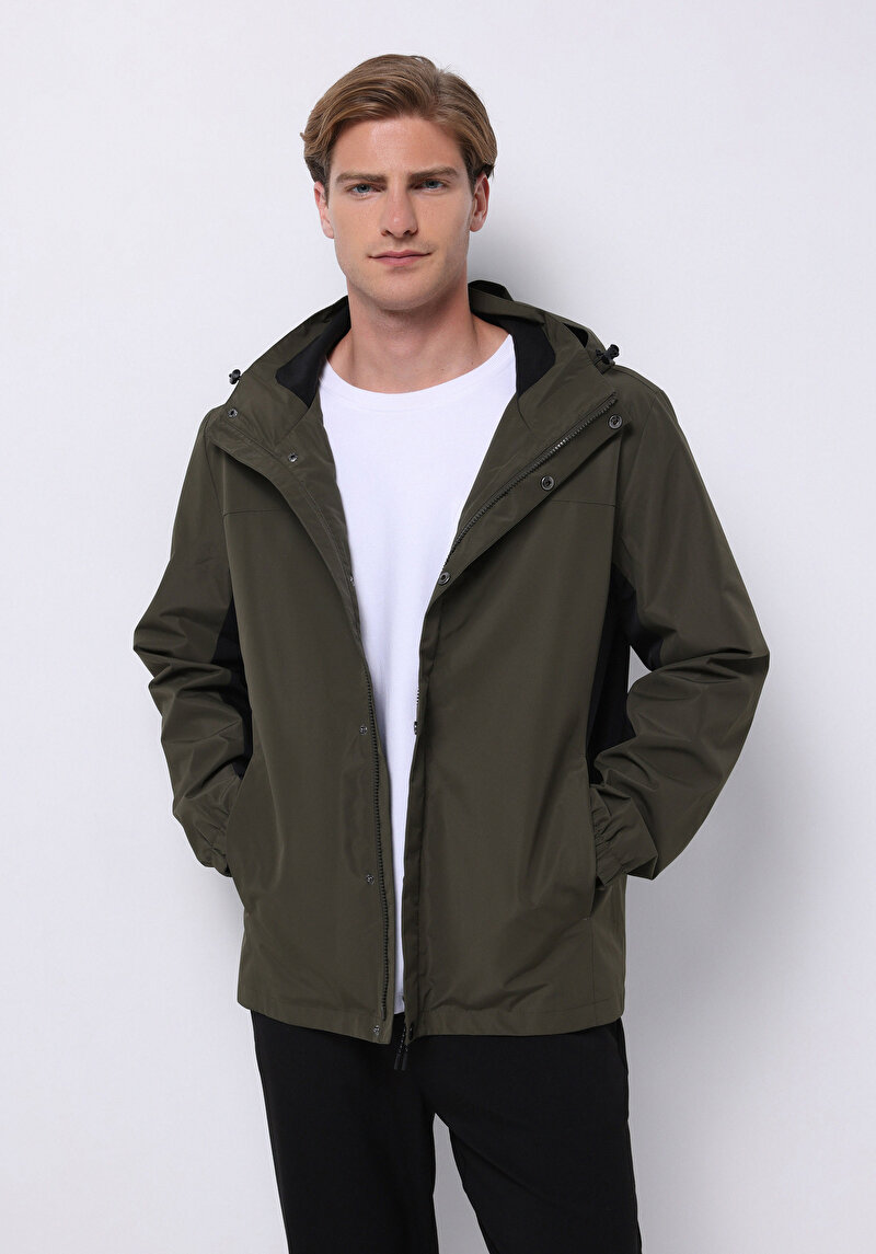 Regular Fit     Erkek Yeşil Yağmurluk