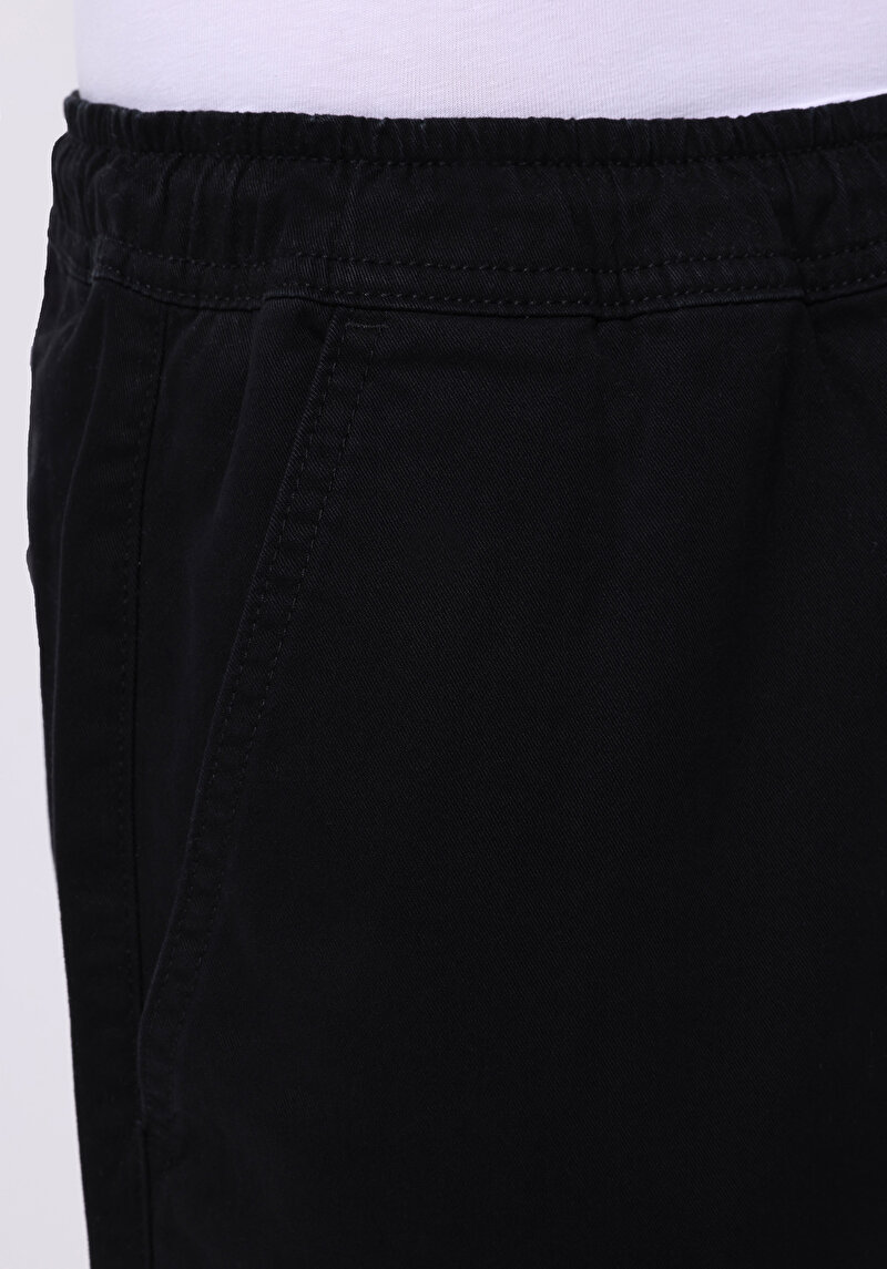 Cargo Fit Orta Bel Lastikli Paça Erkek Siyah  Pantolon