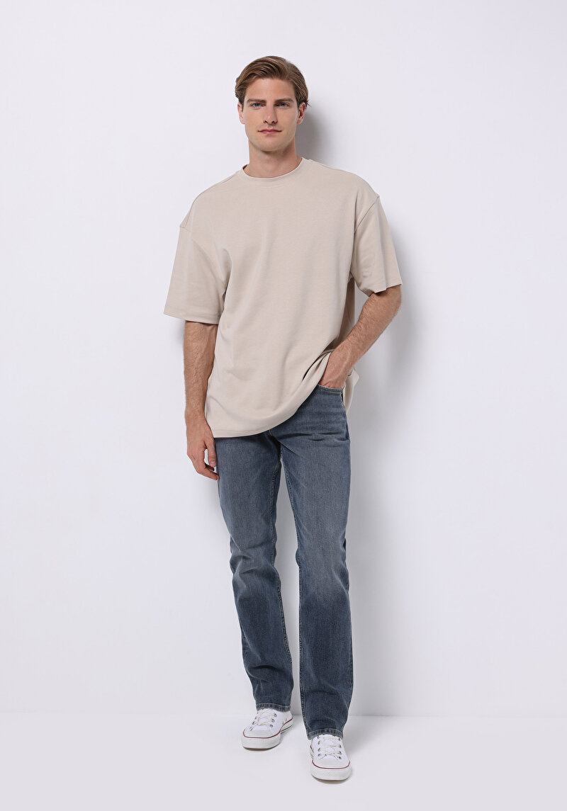 Straight Fit   Erkek İndigo Jean Pantolon