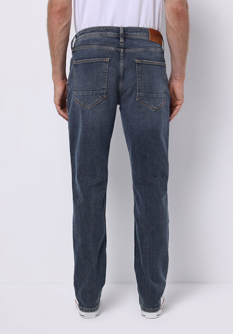 Straight Fit Erkek İndigo Jean Pantolon