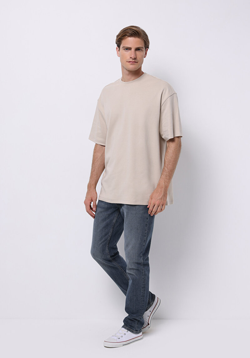 Straight Fit Erkek İndigo Jean Pantolon