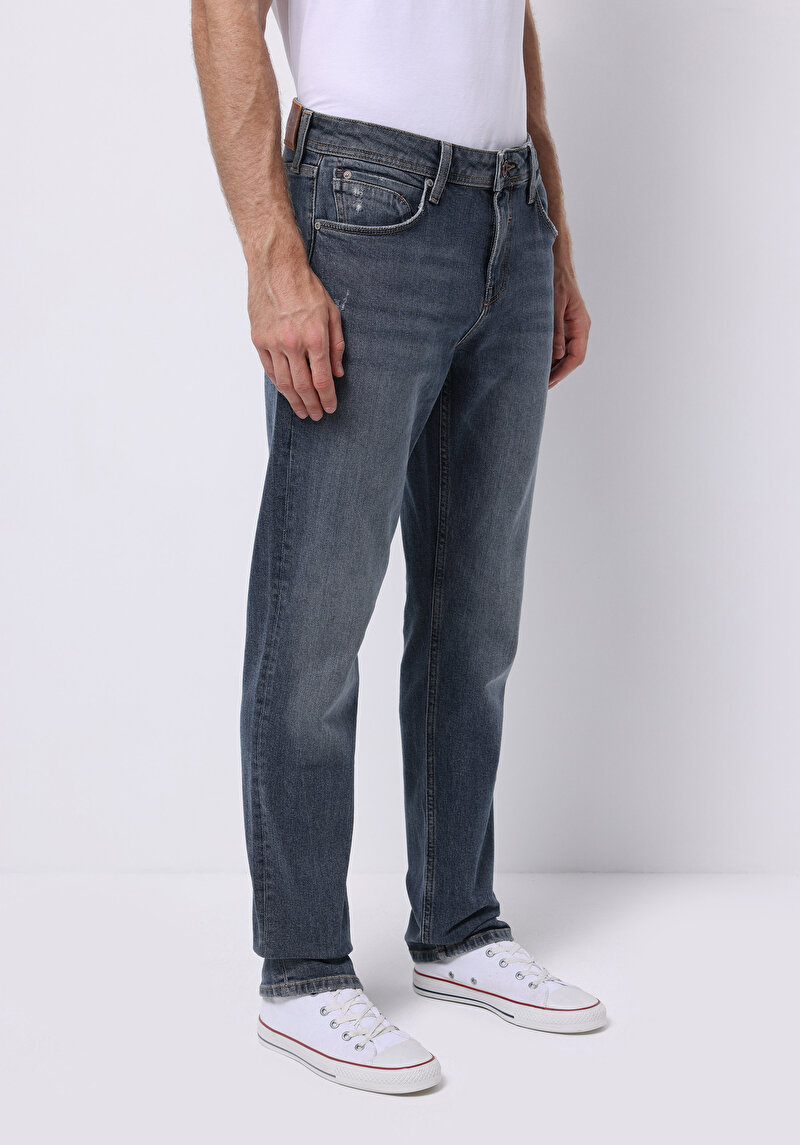 Straight Fit Erkek İndigo Jean Pantolon