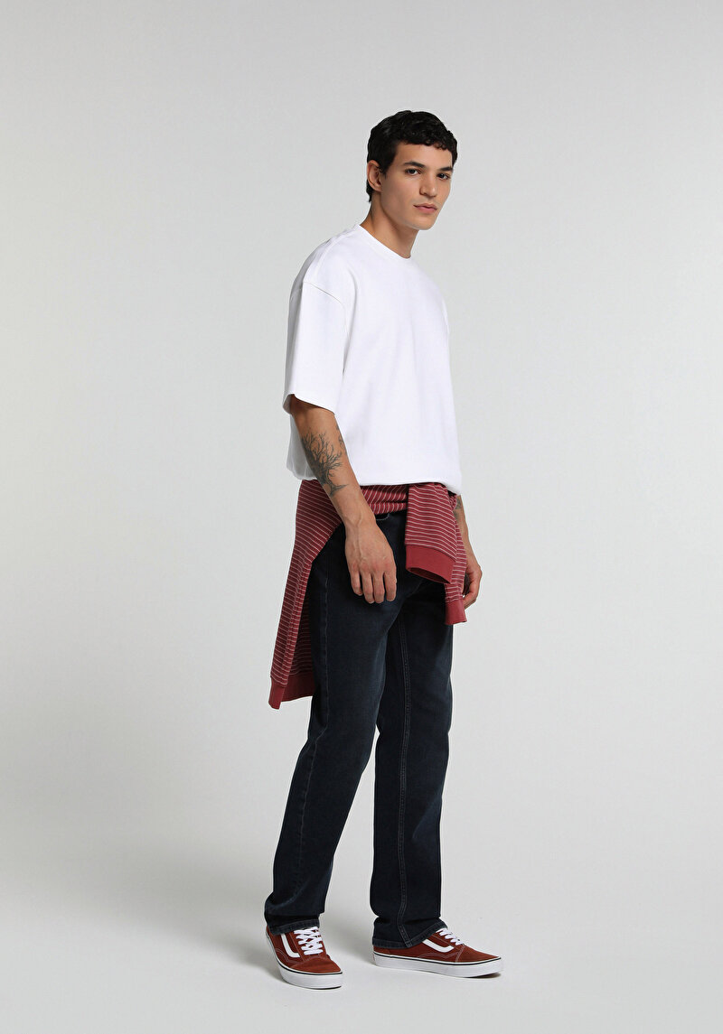 Oversize Fit Yuvarlak Yaka Düz Erkek Beyaz Kısa Kol Tişört