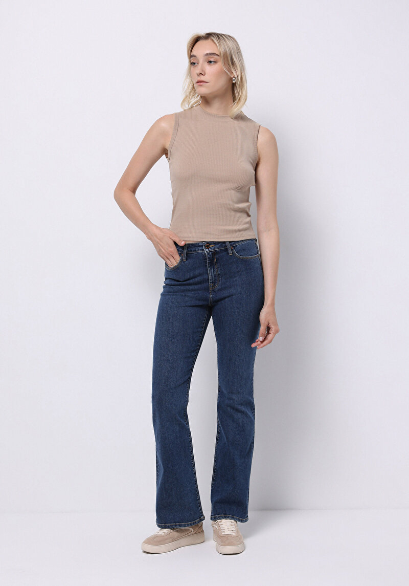 Regular Fit Kadın İndigo Jean Pantolon